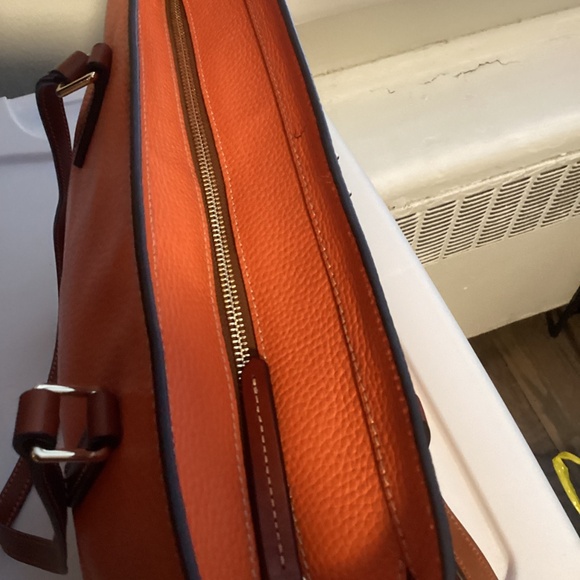 Dooney and Bourke Pebble Grain Large Shopper, clementine. - Picture 2 of 6